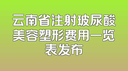 云南省注射玻尿酸美容塑形费用一览表发布