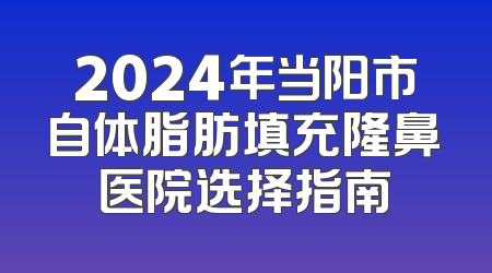 2024年当阳市自体脂肪填充隆鼻医院选择指南