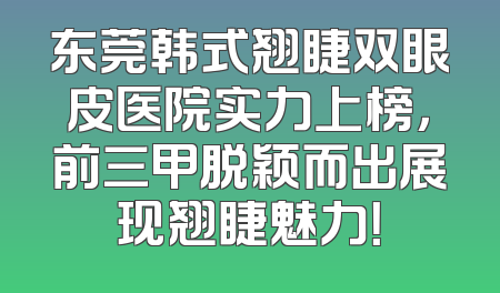 东莞韩式翘睫双眼皮医院实力上榜，前三甲脱颖而出展现翘睫魅力！