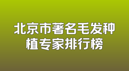 北京市著名毛发种植专家排行榜