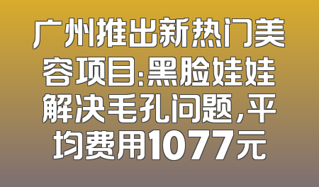 广州推出新热门美容项目：黑脸娃娃解决毛孔问题，平均费用1077元