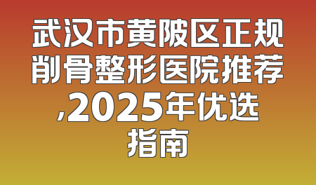 武汉市黄陂区正规削骨整形医院推荐，2025年优选指南