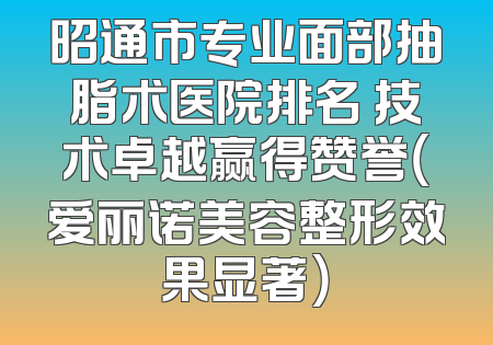 昭通市专业面部抽脂术医院排名 技术卓越赢得赞誉（爱丽诺美容整形效果显著）