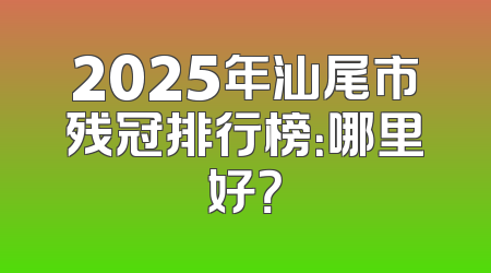 2025年汕尾市残冠排行榜：哪里好？
