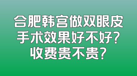 合肥韩宫做双眼皮手术效果好不好？收费贵不贵？