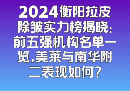 2024衡阳拉皮除皱实力榜揭晓：前五强机构名单一览，美莱与南华附二表现如何？