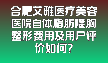 合肥艾雅医疗美容医院自体脂肪隆胸整形费用及用户评价如何？