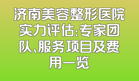 济南美容整形医院实力评估：专家团队、服务项目及费用一览