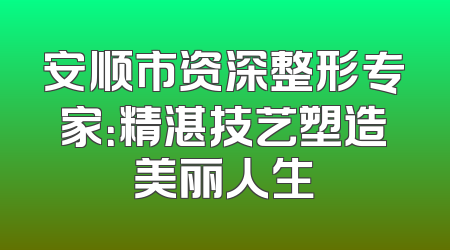 安顺市资深整形专家：精湛技艺塑造美丽人生