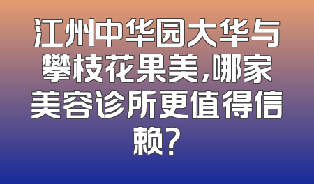 江州中华园大华与攀枝花果美，哪家美容诊所更值得信赖？