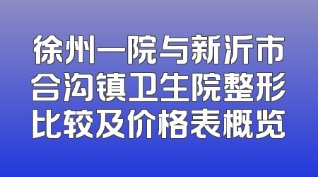 徐州一院与新沂市合沟镇卫生院整形比较及价格表概览