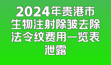 2024年贵港市生物注射除皱去除法令纹费用一览表泄露