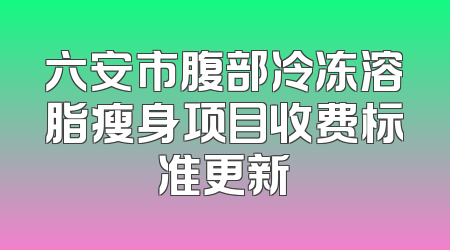 六安市腹部冷冻溶脂瘦身项目收费标准更新