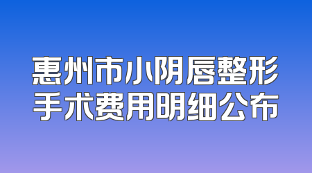 惠州市小阴唇整形手术费用明细公布