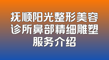 抚顺阳光整形美容诊所鼻部精细雕塑服务介绍