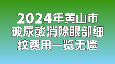 2024年黄山市玻尿酸消除眼部细纹费用一览无遗