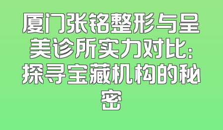 厦门张铭整形与呈美诊所实力对比：探寻宝藏机构的秘密