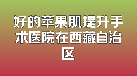 好的苹果肌提升手术医院在西藏自治区