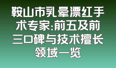 鞍山市乳晕漂红手术专家：前五及前三口碑与技术擅长领域一览