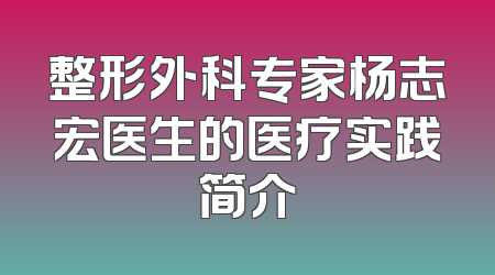 整形外科专家杨志宏医生的医疗实践简介