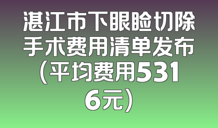 湛江市下眼睑切除手术费用清单发布（平均费用5316元）