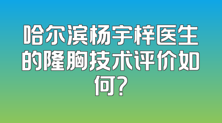 哈尔滨杨宇梓医生的隆胸技术评价如何？