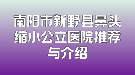 南阳市新野县鼻头缩小公立医院推荐与介绍