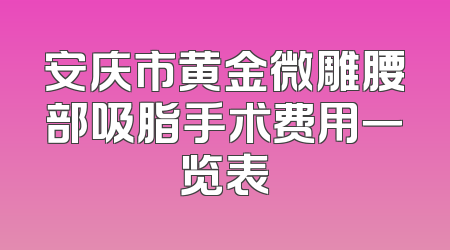 安庆市黄金微雕腰部吸脂手术费用一览表