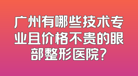 广州有哪些技术专业且价格不贵的眼部整形医院？