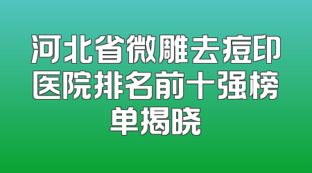 河北省微雕去痘印医院排名前十强榜单揭晓