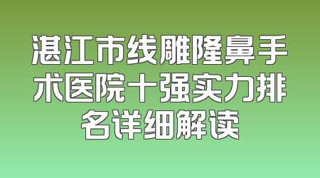 湛江市线雕隆鼻手术医院十强实力排名详细解读