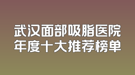武汉面部吸脂医院年度十大推荐榜单