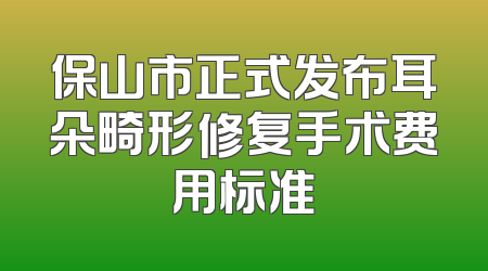 保山市正式发布耳朵畸形修复手术费用标准