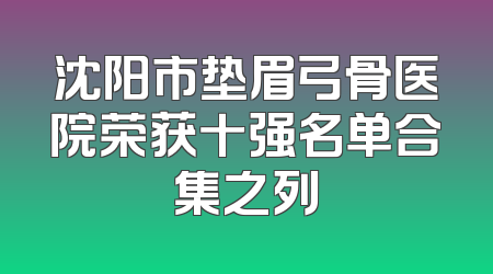 沈阳市垫眉弓骨医院荣获十强名单合集之列