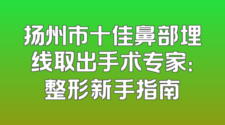 扬州市十佳鼻部埋线取出手术专家：整形新手指南