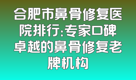 合肥市鼻骨修复医院排行：专家口碑卓越的鼻骨修复老牌机构