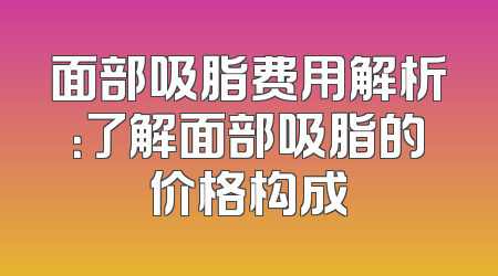 面部吸脂费用解析：了解面部吸脂的价格构成