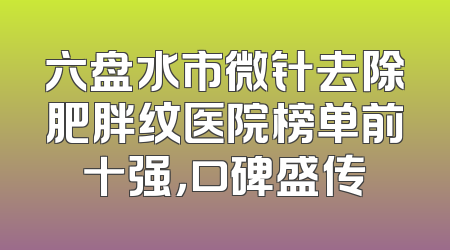 六盘水市微针去除肥胖纹医院榜单前十强，口碑盛传