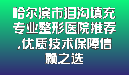 哈尔滨市泪沟填充专业整形医院推荐，优质技术保障信赖之选