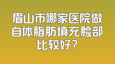 眉山市哪家医院做自体脂肪填充脸部比较好？