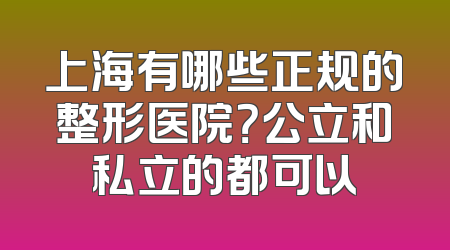 上海有哪些正规的整形医院？公立和私立的都可以