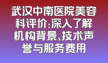 武汉中南医院美容科评价：深入了解机构背景、技术声誉与服务费用