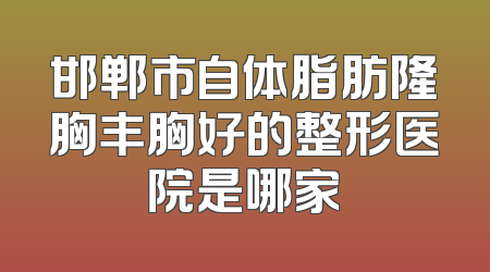 邯郸市自体脂肪隆胸丰胸好的整形医院是哪家