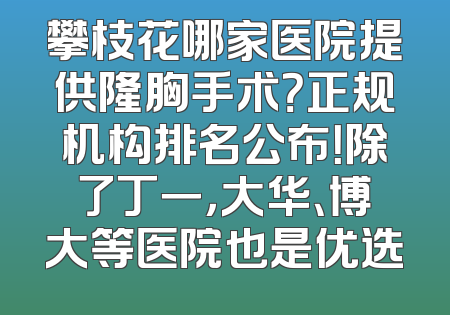 攀枝花哪家医院提供隆胸手术？正规机构排名公布！除了丁一，大华、博大等医院也是优选