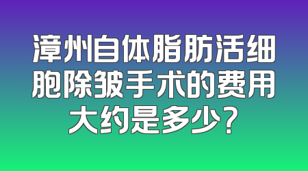 漳州自体脂肪活细胞除皱手术的费用大约是多少？
