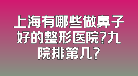 上海有哪些做鼻子好的整形医院？九院排第几？