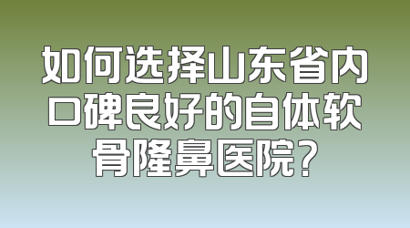 如何选择山东省内口碑良好的自体软骨隆鼻医院？