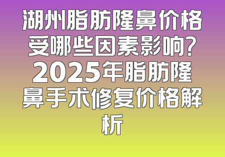 湖州脂肪隆鼻价格受哪些因素影响？2025年脂肪隆鼻手术修复价格解析