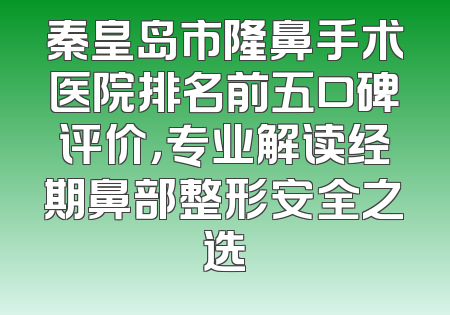 秦皇岛市隆鼻手术医院排名前五口碑评价，专业解读经期鼻部整形安全之选