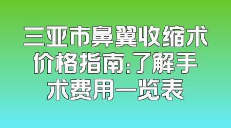 三亚市鼻翼收缩术价格指南：了解手术费用一览表